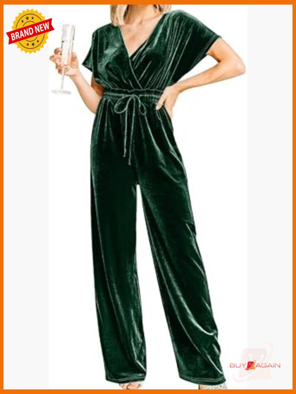 Short Sleeve Wide Leg Jumpsuit with Belted Waist